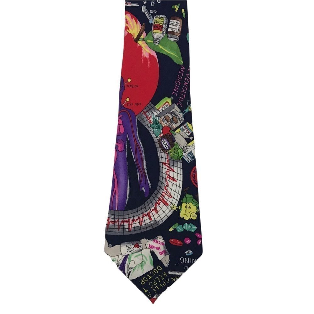 Nicole‎ Miller 1991 Dr. Cardiologist Colorful Medical Heart Doctor Tie